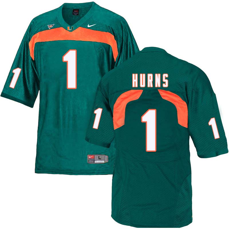 Nike Miami Hurricanes #1 Allen Hurns College Football Jerseys Sale-Green - Click Image to Close